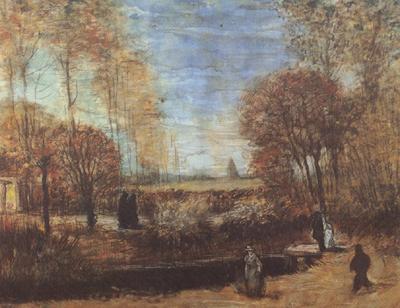 Vincent Van Gogh The Parsonage Garden at Nuenen with Pond and Figures (nn04) oil painting image
